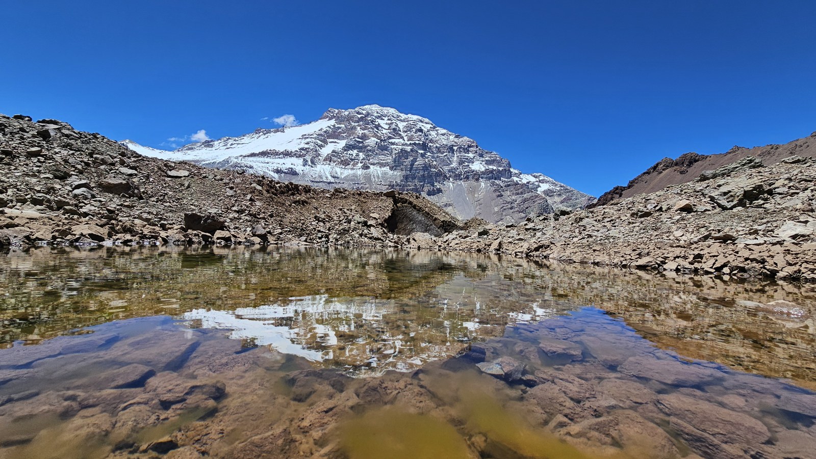 Woda, skały i Aconcagua w tle - Cerro Bonete, 26 stycznia 2025