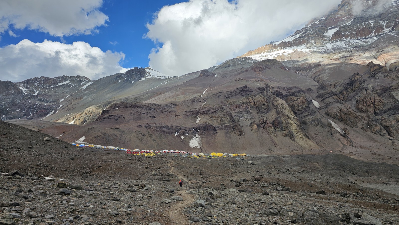 Aconcagua nad Plaza de Mulas podczas powrotu - Cerro Bonete, 26 stycznia 2025